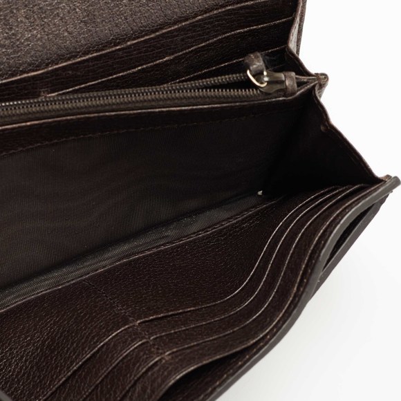 GUCCI Brown/Beige Canvas and Leather Bee Web Continental Wallet - Picture 2 of 8